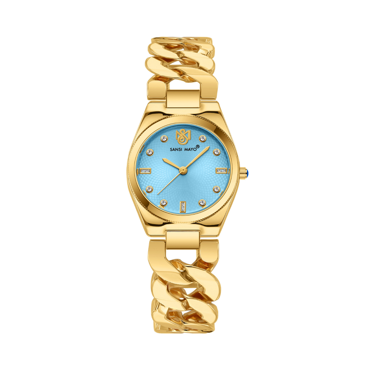 Sansi Mayo Liora Bracelet Style Watch — Sky Blue Dial, Gold Edition