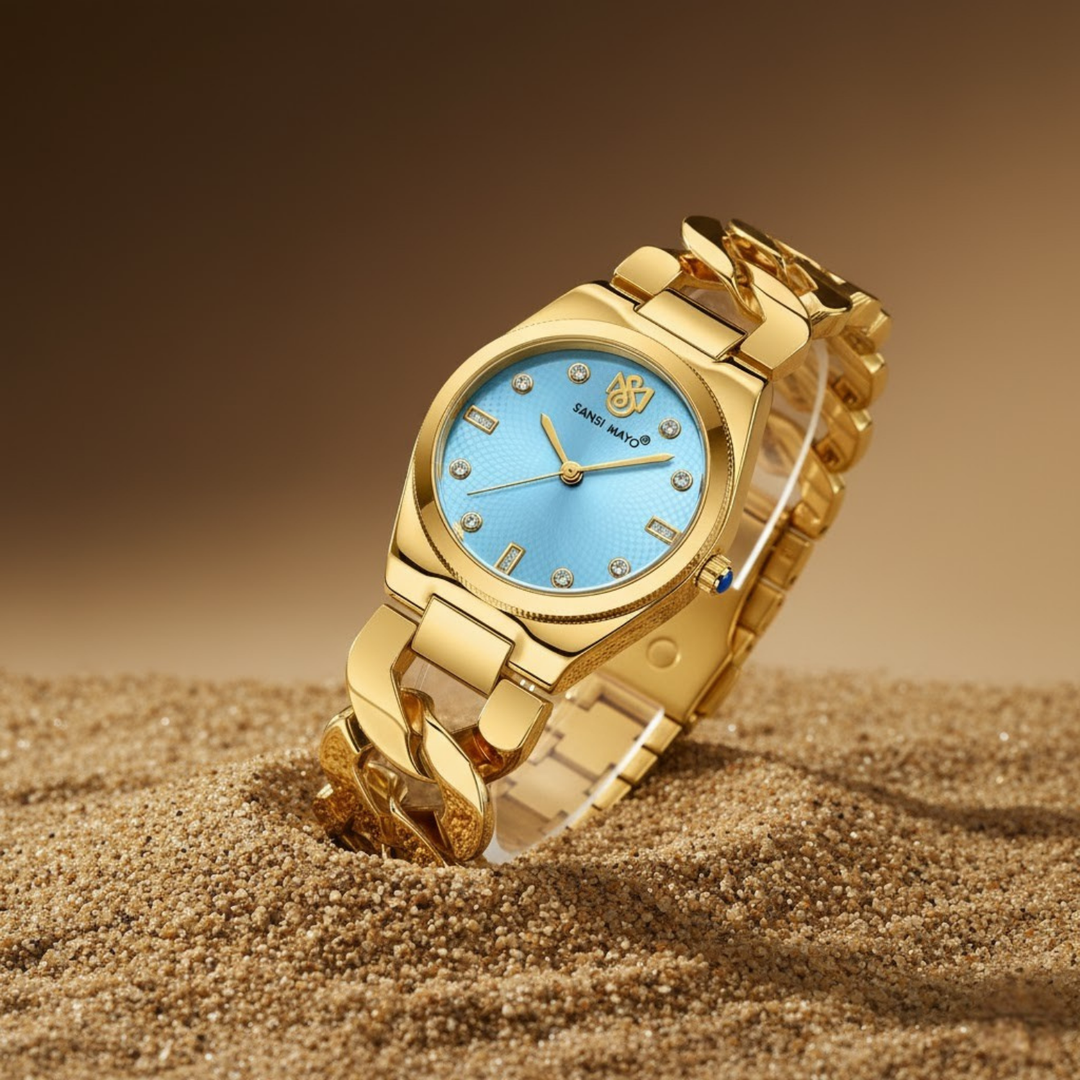 Sansi Mayo Liora Bracelet Style Watch — Sky Blue Dial, Gold Edition