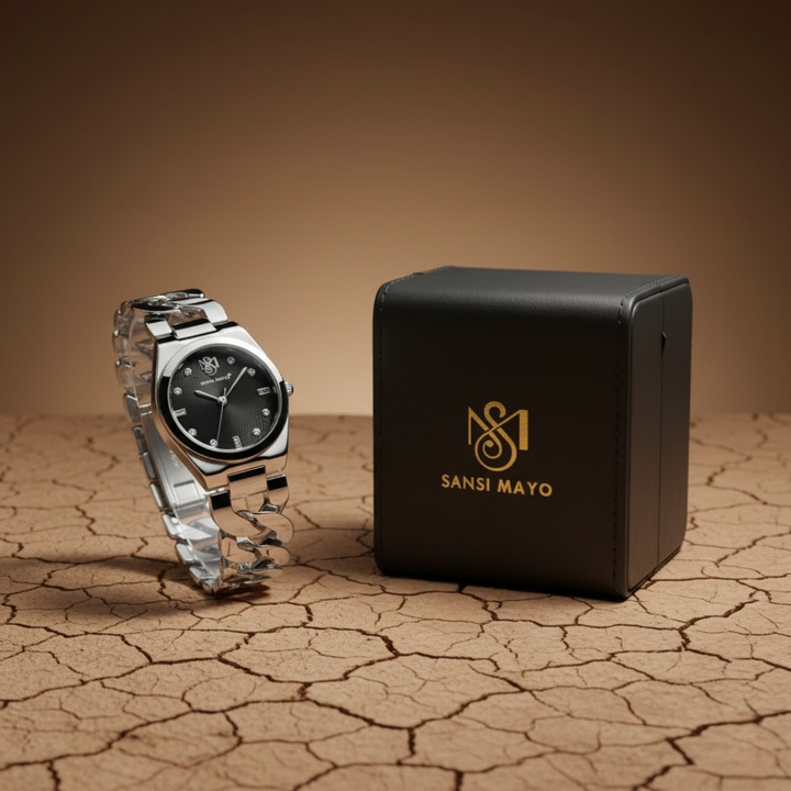 LIORA Black Dial Silver Bracelet Watch – Sansi Mayo