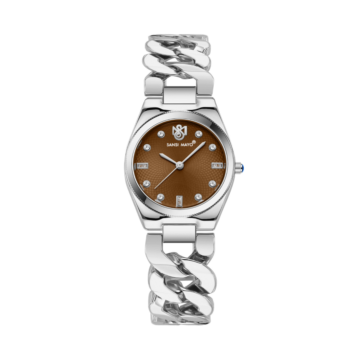 Sansi Mayo LIORA Bracelet Style Watch — Silver Edition (Brown Dial)