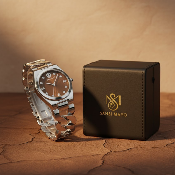 Sansi Mayo LIORA Bracelet Style Watch — Silver Edition (Brown Dial)
