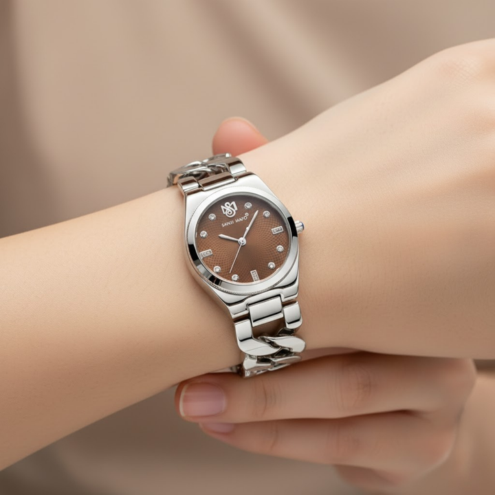 Sansi Mayo LIORA Bracelet Style Watch — Silver Edition (Brown Dial)