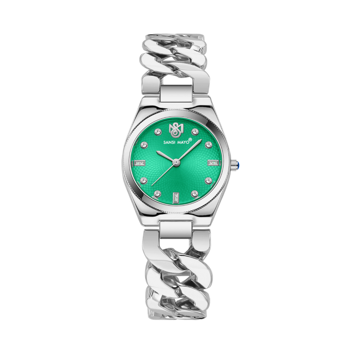 Sansi Mayo LIORA Bracelet Style Watch — Green Dial, Silver Edition