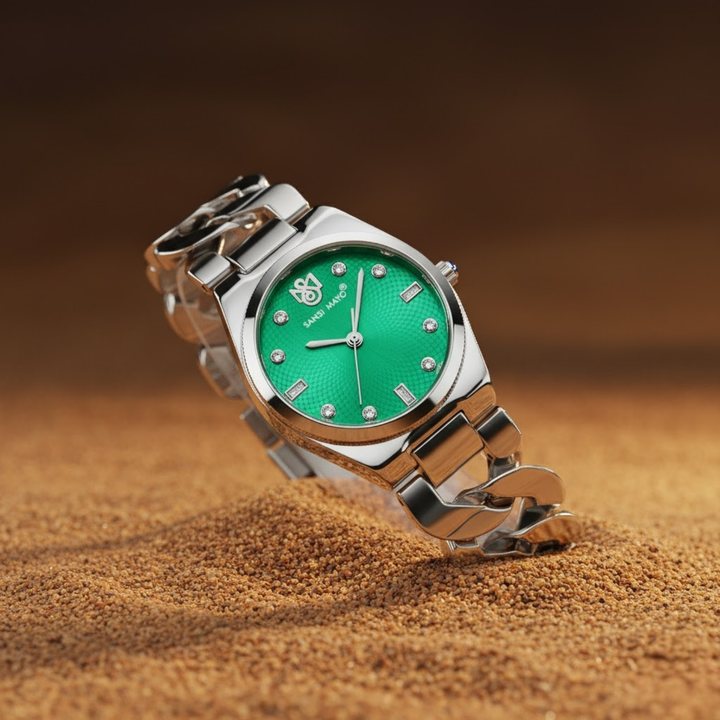 Sansi Mayo LIORA Bracelet Style Watch — Green Dial, Silver Edition