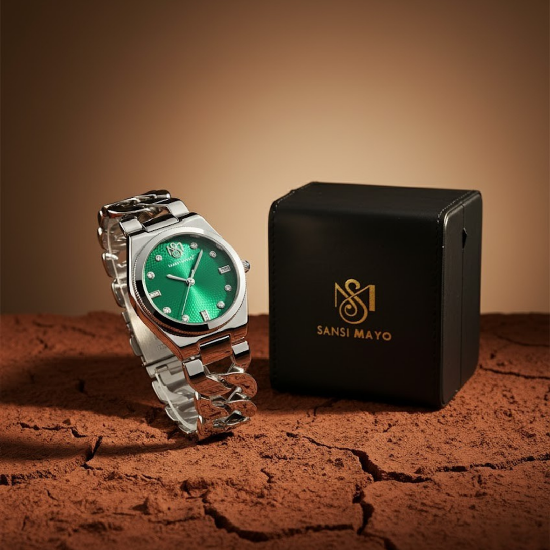 Sansi Mayo LIORA Bracelet Style Watch — Green Dial, Silver Edition