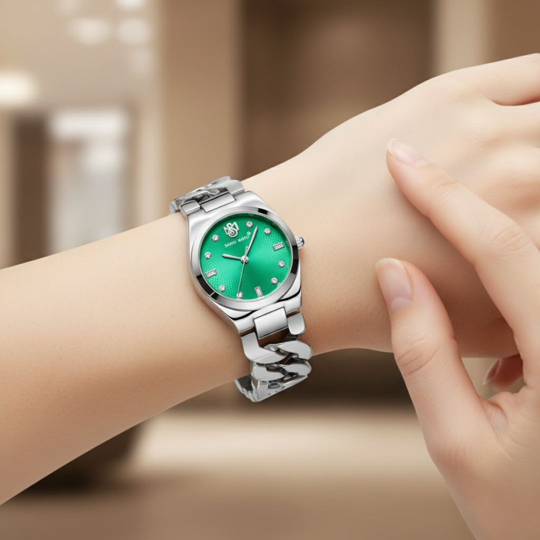 Sansi Mayo LIORA Bracelet Style Watch — Green Dial, Silver Edition