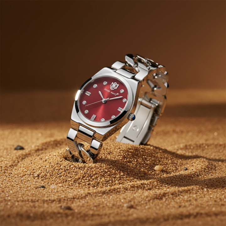 Sansi Mayo LIORA Bracelet Style Watch — Maroon Dial, Silver Edition