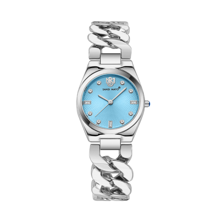 Sansi Mayo LIORA Bracelet Style Watch — Sky Blue Dial, Silver Edition