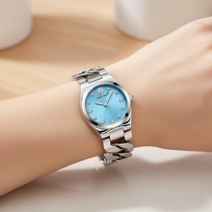 Sansi Mayo LIORA Bracelet Style Watch — Sky Blue Dial, Silver Edition