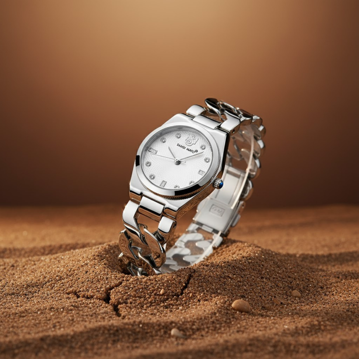 Liora White Dial Bracelet Style Watch — Silver Edition