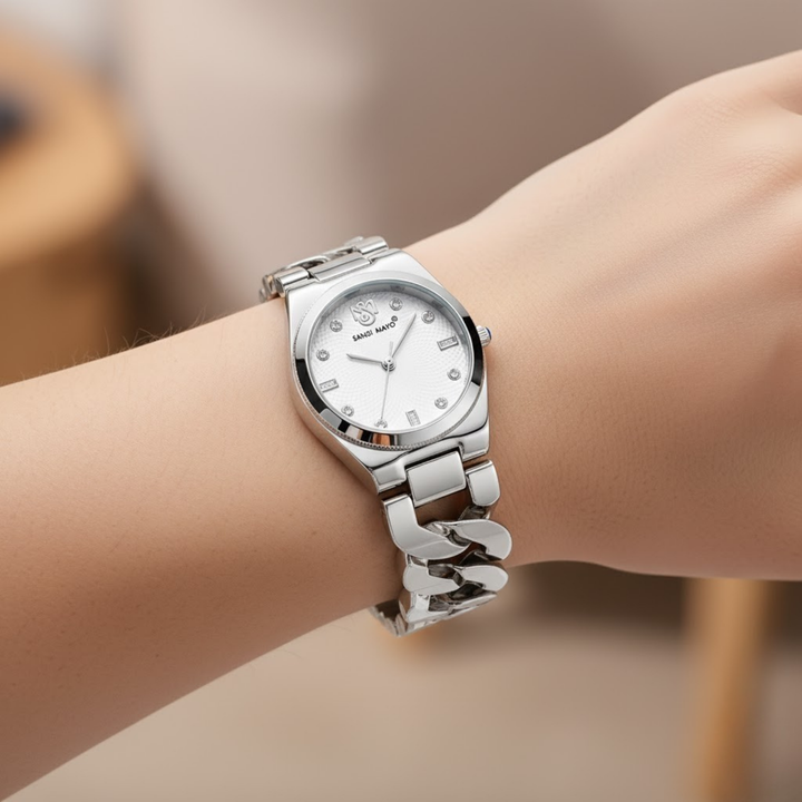 Liora White Dial Bracelet Style Watch — Silver Edition