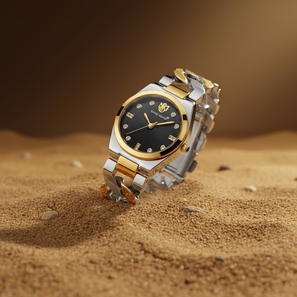 Sansi Mayo LIORA Bracelet Style Watch ‚Äî Two-Tone Silver & Gold (Black Dial)