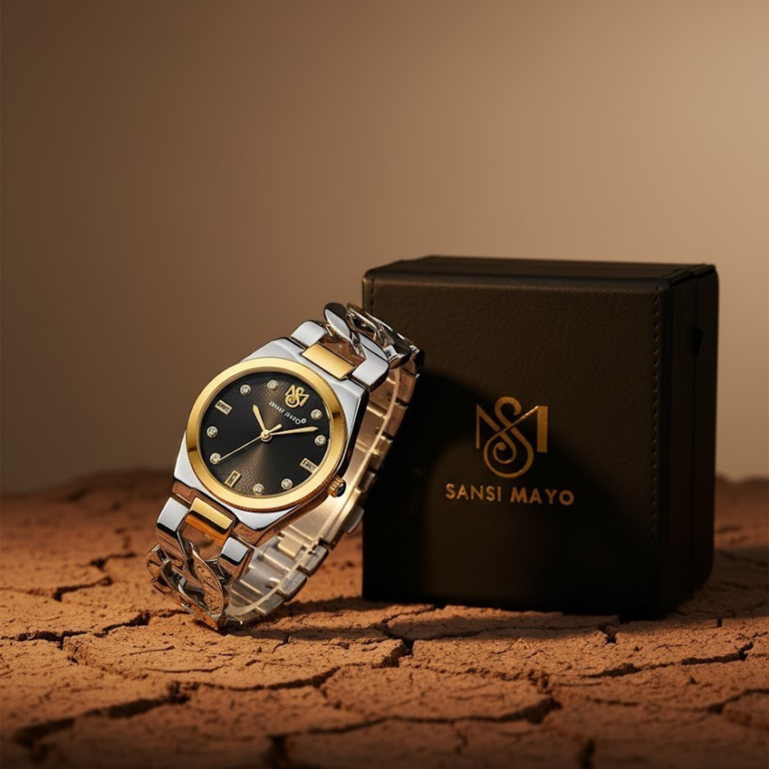 Sansi Mayo LIORA Bracelet Style Watch — Two-Tone Silver & Gold (Black Dial)