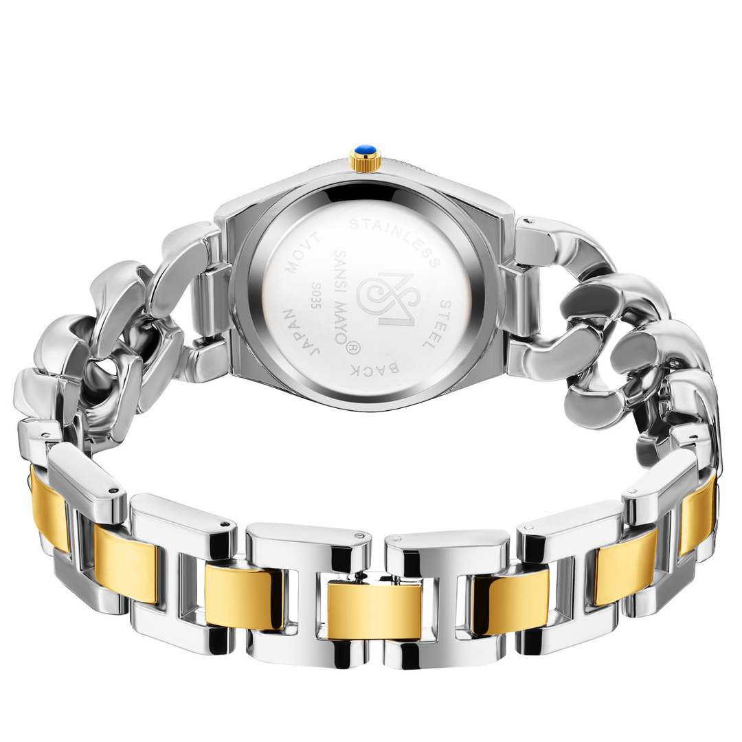 Sansi Mayo LIORA Bracelet Style Watch — Two-Tone Silver & Gold (Black Dial)