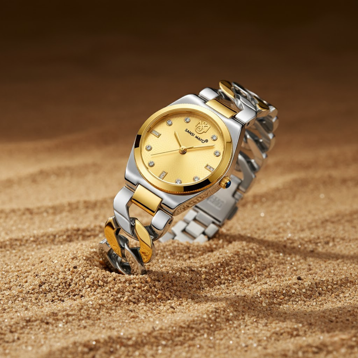 Sansi Mayo Liora Bracelet Style Watch — Gold Dial, Two Tone Silver Gold