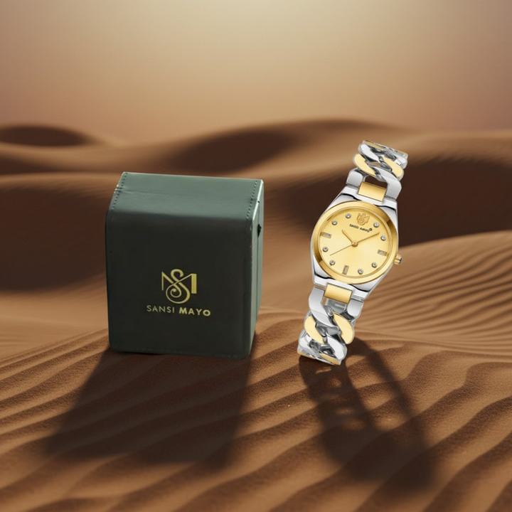 Sansi Mayo Liora Bracelet Style Watch — Gold Dial, Two Tone Silver Gold
