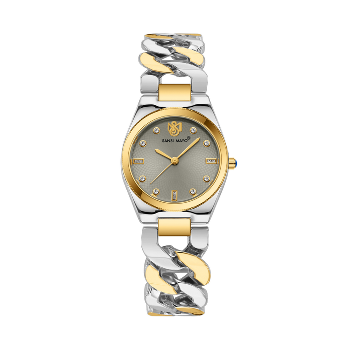 Sansi Mayo Liora Bracelet Style Watch — Grey Dial, Two Tone Silver Gold