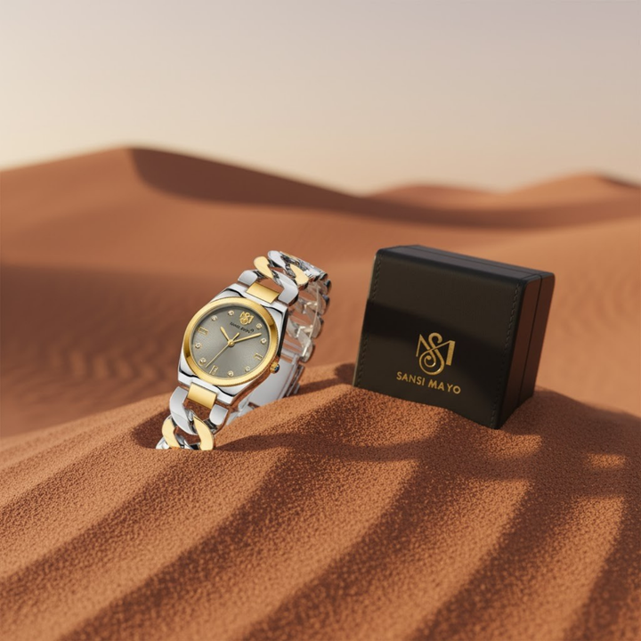 Sansi Mayo Liora Bracelet Style Watch — Grey Dial, Two Tone Silver Gold