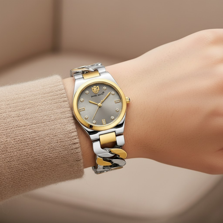 Sansi Mayo Liora Bracelet Style Watch — Grey Dial, Two Tone Silver Gold