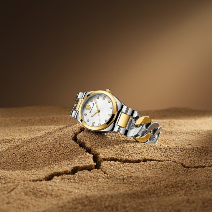 Sansi Mayo LIORA Bracelet Style Watch — Two-Tone Silver & Gold (White Dial)