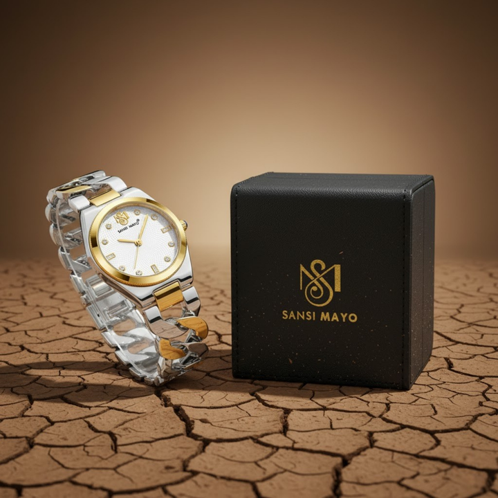Sansi Mayo LIORA Bracelet Style Watch — Two-Tone Silver & Gold (White Dial)