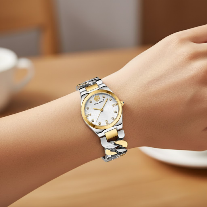 Sansi Mayo LIORA Bracelet Style Watch — Two-Tone Silver & Gold (White Dial)