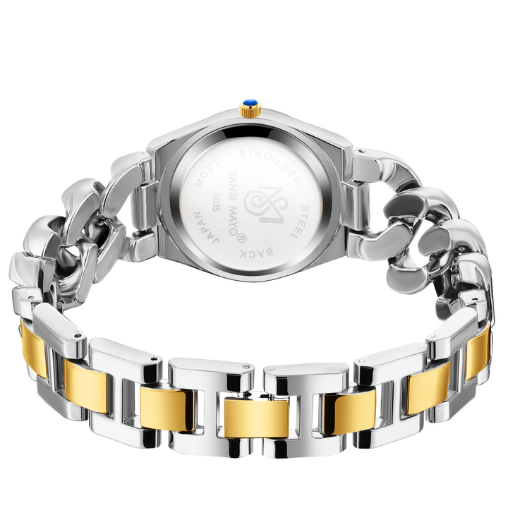 Sansi Mayo LIORA Bracelet Style Watch — Two-Tone Silver & Gold (White Dial)