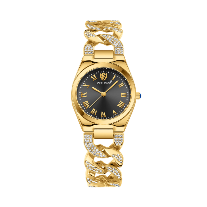 Elora Black Dial Gold Bracelet Watch — Egyptian Stone Collection