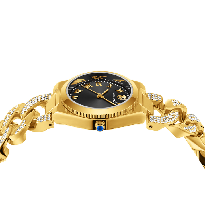 Elora Black Dial Gold Bracelet Watch — Egyptian Stone Collection