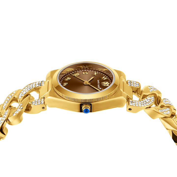 Sansi Mayo Elora Egyptian Stone Watch — Gold Edition (Brown Dial)