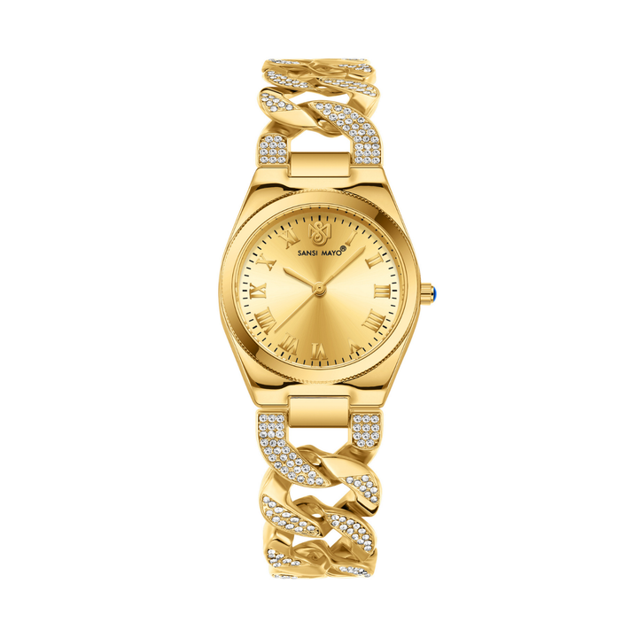 Sansi Mayo ELORA Egyptian Stone Watch — Gold Dial, Gold Bracelet Style