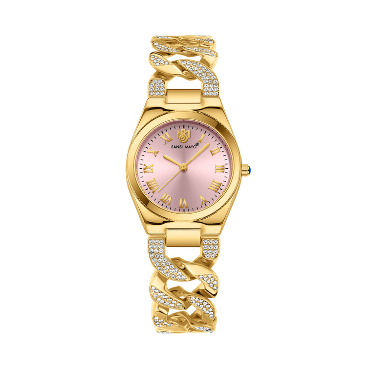 Sansi Mayo ELORA Egyptian Stone Bracelet Style Watch — Light Pink Dial, Gold Edition