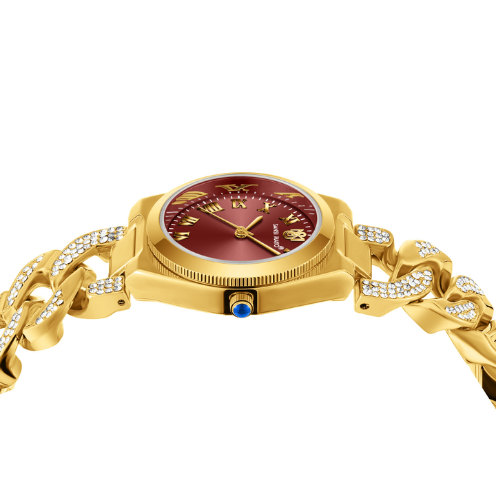 Sansi Mayo Elora Egyptian Stone — Maroon Dial, Gold Bracelet Edition