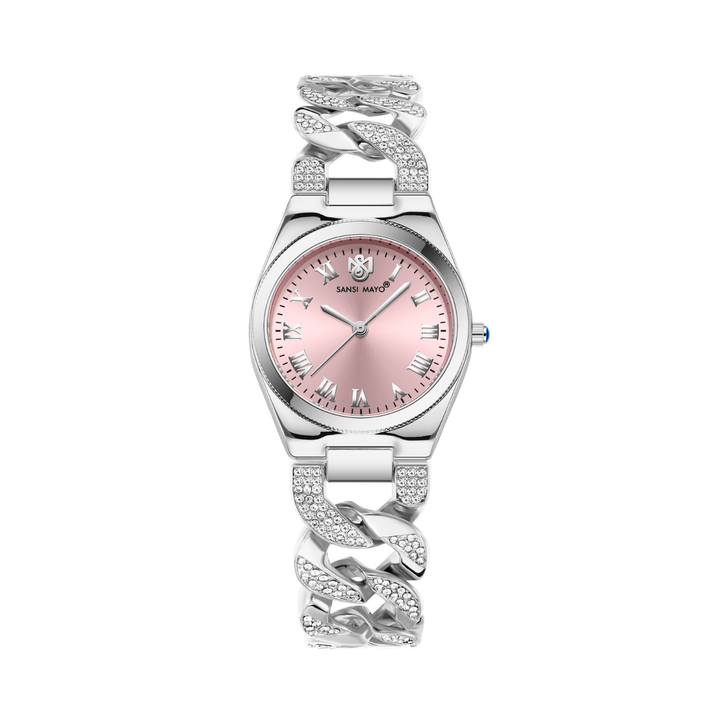 Sansi Mayo ELORA Egyptian Stone — Light Pink Dial & Silver Bracelet