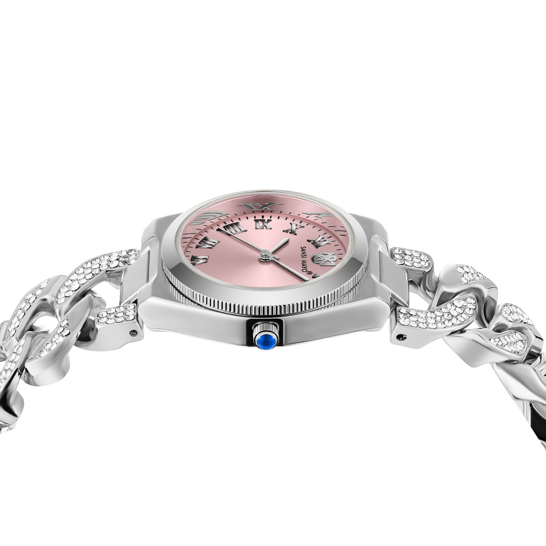 Sansi Mayo ELORA Egyptian Stone — Light Pink Dial & Silver Bracelet