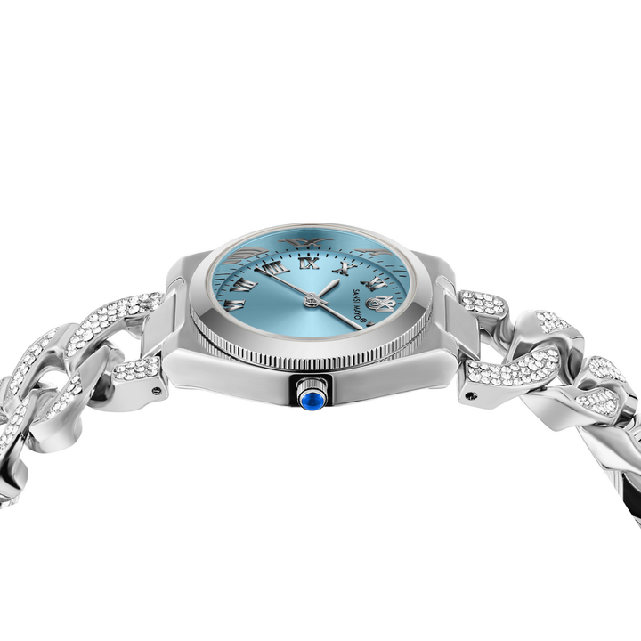 Sansi Mayo ELORA Egyptian Stone Watch — Sky Blue Dial & Silver Bracelet