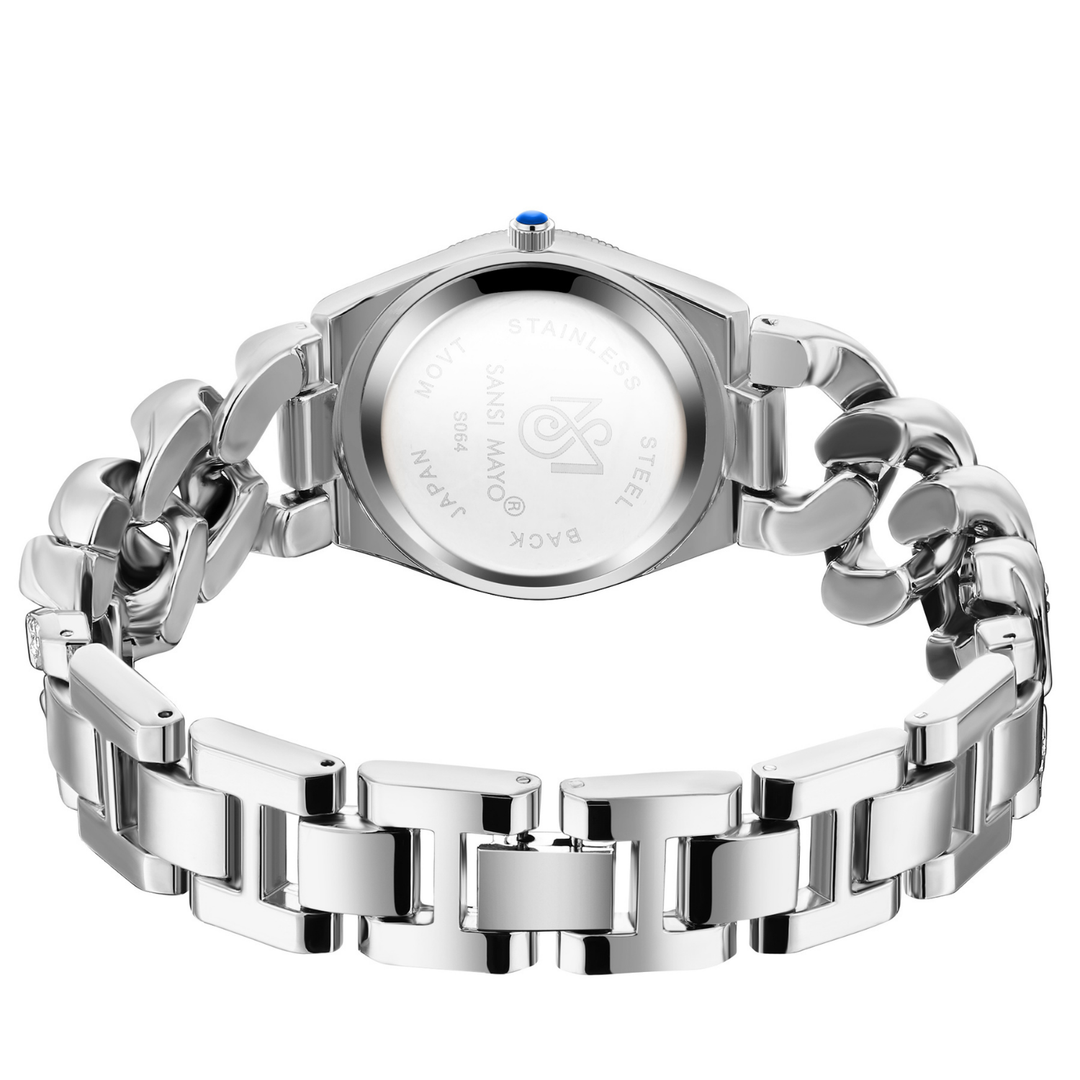 Sansi Mayo ELORA Egyptian Stone Watch — Sky Blue Dial & Silver Bracelet