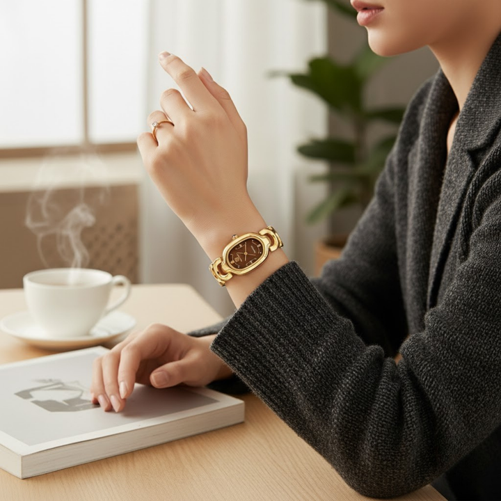 Sansi Mayo VETRA Brown Dial Gold Stainless Steel Women’s Watch