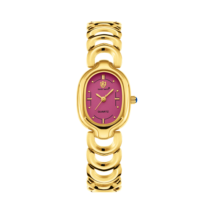 Sansi Mayo VETRA Dark Pink Dial Gold Stainless Steel Women’s Watch