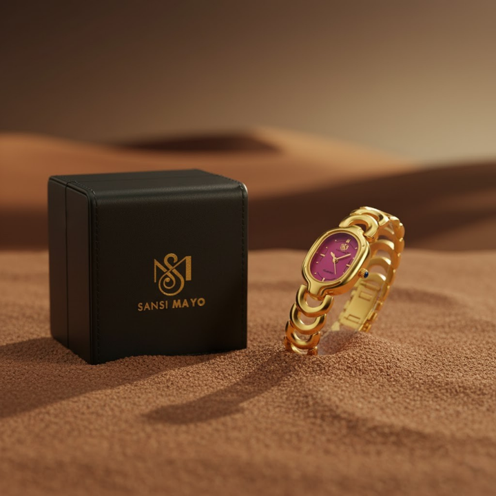 Sansi Mayo VETRA Dark Pink Dial Gold Stainless Steel Women’s Watch