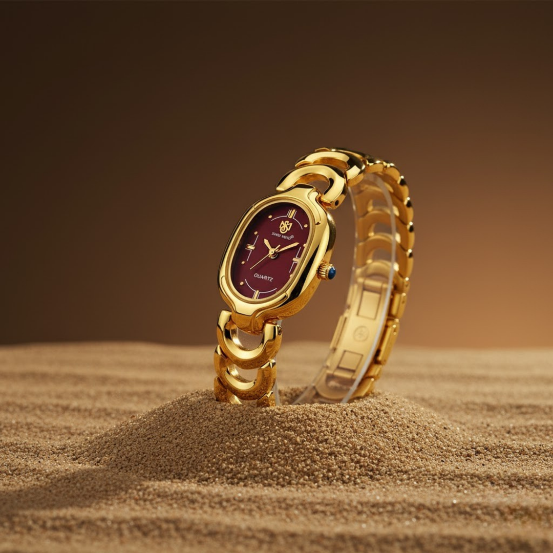 Sansi Mayo VETRA — Maroon Dial & Gold Bracelet