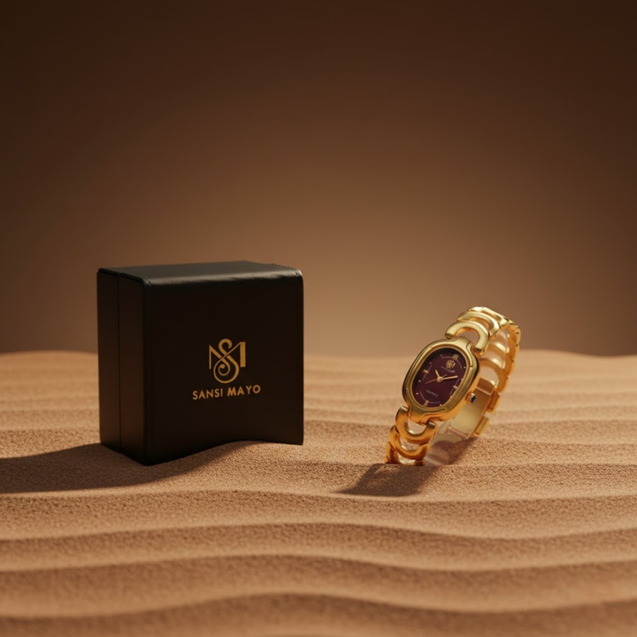 Sansi Mayo VETRA — Maroon Dial & Gold Bracelet
