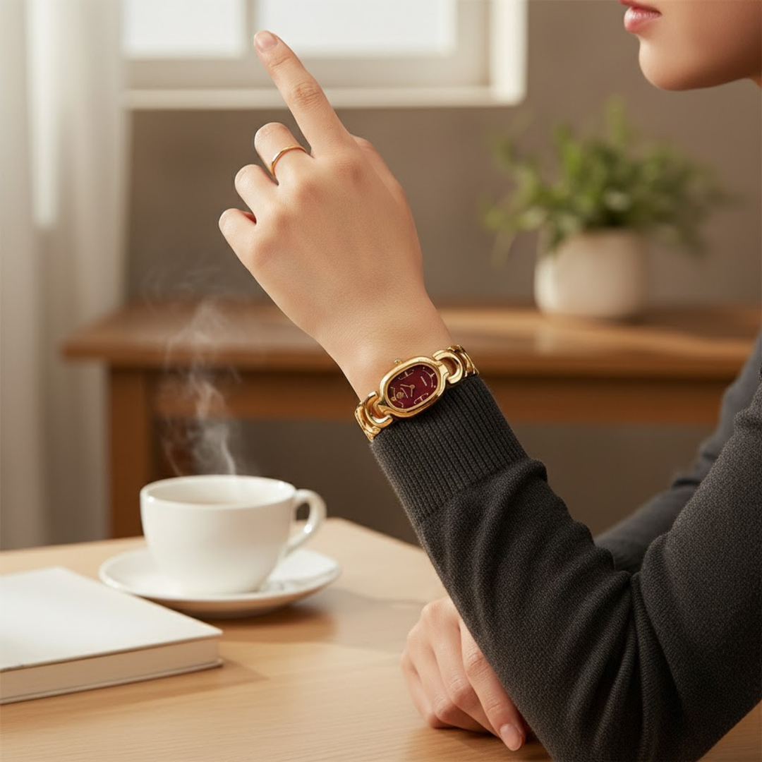 Sansi Mayo VETRA — Maroon Dial & Gold Bracelet