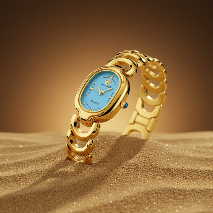 Sansi Mayo VETRA — Sky Blue Dial & Gold Bracelet