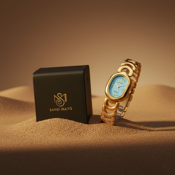 Sansi Mayo VETRA — Sky Blue Dial & Gold Bracelet
