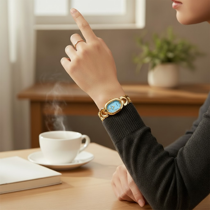 Sansi Mayo VETRA — Sky Blue Dial & Gold Bracelet
