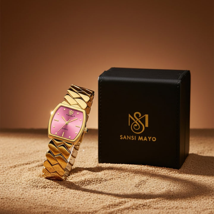 Sansi Mayo NIXIE Gold Dark Pink Dial Watch