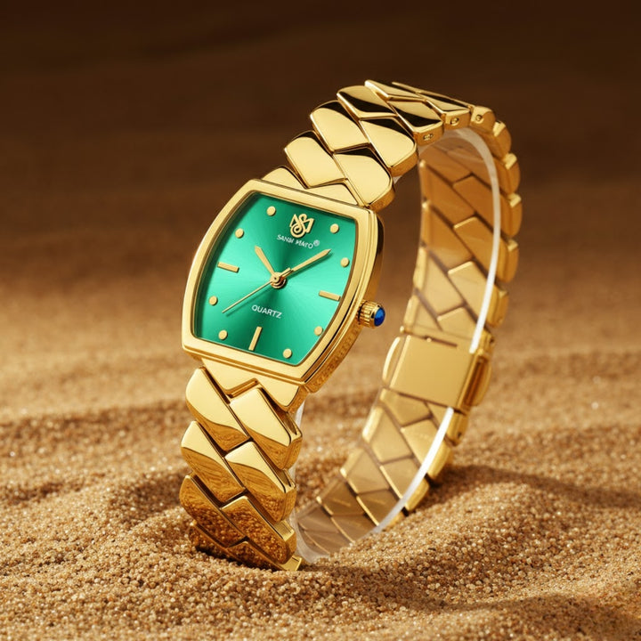 Sansi Mayo NIXIE Square Green Dial Women’s Watch — Gold Edition