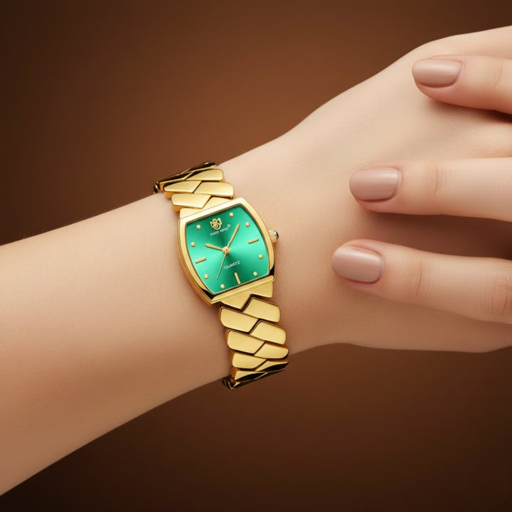 Sansi Mayo NIXIE Square Green Dial Women’s Watch — Gold Edition