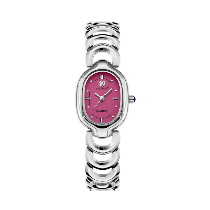 Sansi Mayo VETRA — Dark Pink Dial & Silver Bracelet